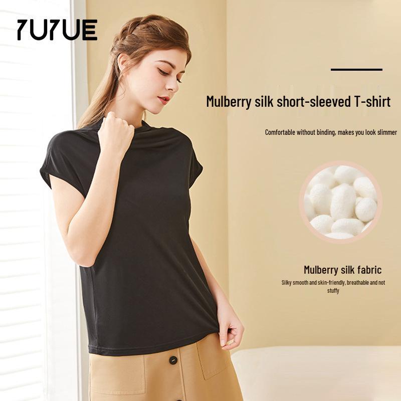 

Yu Yue Women s Summer Silk T-Shirt: Casual, Cool, and Comfortable Mulberry Silk Short Sleeve. XL