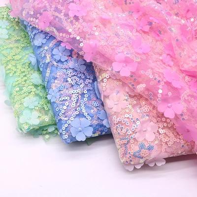 1Yard 130cm Width Soft Tulle Lace Fabric Tulle Fabric By Yard Flower Embroidery Mesh Lace Fabric for Diy Clothing Dress Design