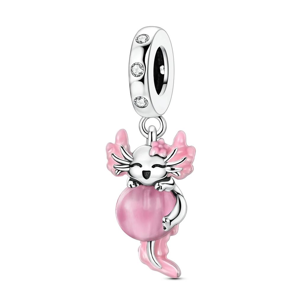 New Copper Charms Cute Nesting Doll Newt Pink Pendant Fit Original Beads Diy For Woman Jewelry