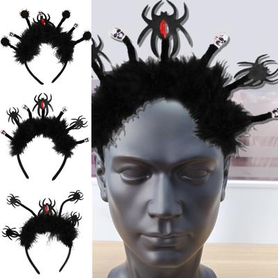 Čelenka s lebkami a pavouky Halloweenská pokrývka hlavy Halloweenská párty fotorekvizity Pavoučí párty pokrývka hlavy Cosplay doplňky