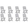 vidaXL Folding Chairs, 8 Pieces, Solid Acacia Wood