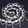 10Yards Rhinestone Trim Tassel Chain Flower Shape Diamond Crystal Clothing Party DIY Wedding Rhinestone Ribbon Gift Decoration