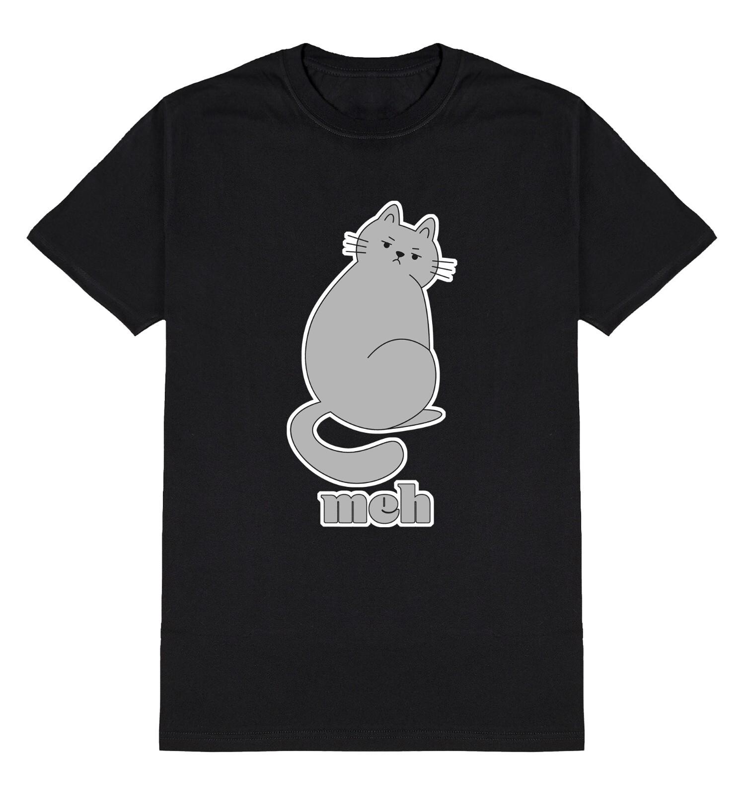 Meh Cat T-Shirt Mens Womens Tees Top Mens Funny Meme Cats Slogan / Cotton Tee XL