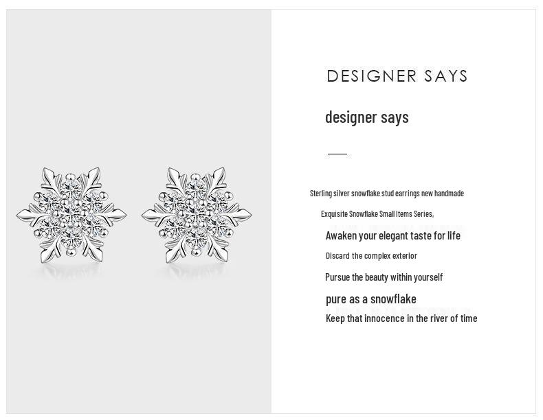 925 Sterling Silver Snowflake Stud Earrings - Elegant Korean Style, Perfect Christmas or Birthday Gift for Women