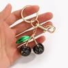 Sparkling 3D Cherry Charm Keychain Accessory Fashionable Fruit Shape Key Rings Portable Bag Decoration for Women
