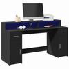 VidaXL Desk with LED Lights Black 160x55x91 Cm Engineered Wood, Work Desk, Study Desk, Home Office Desk, 3309430