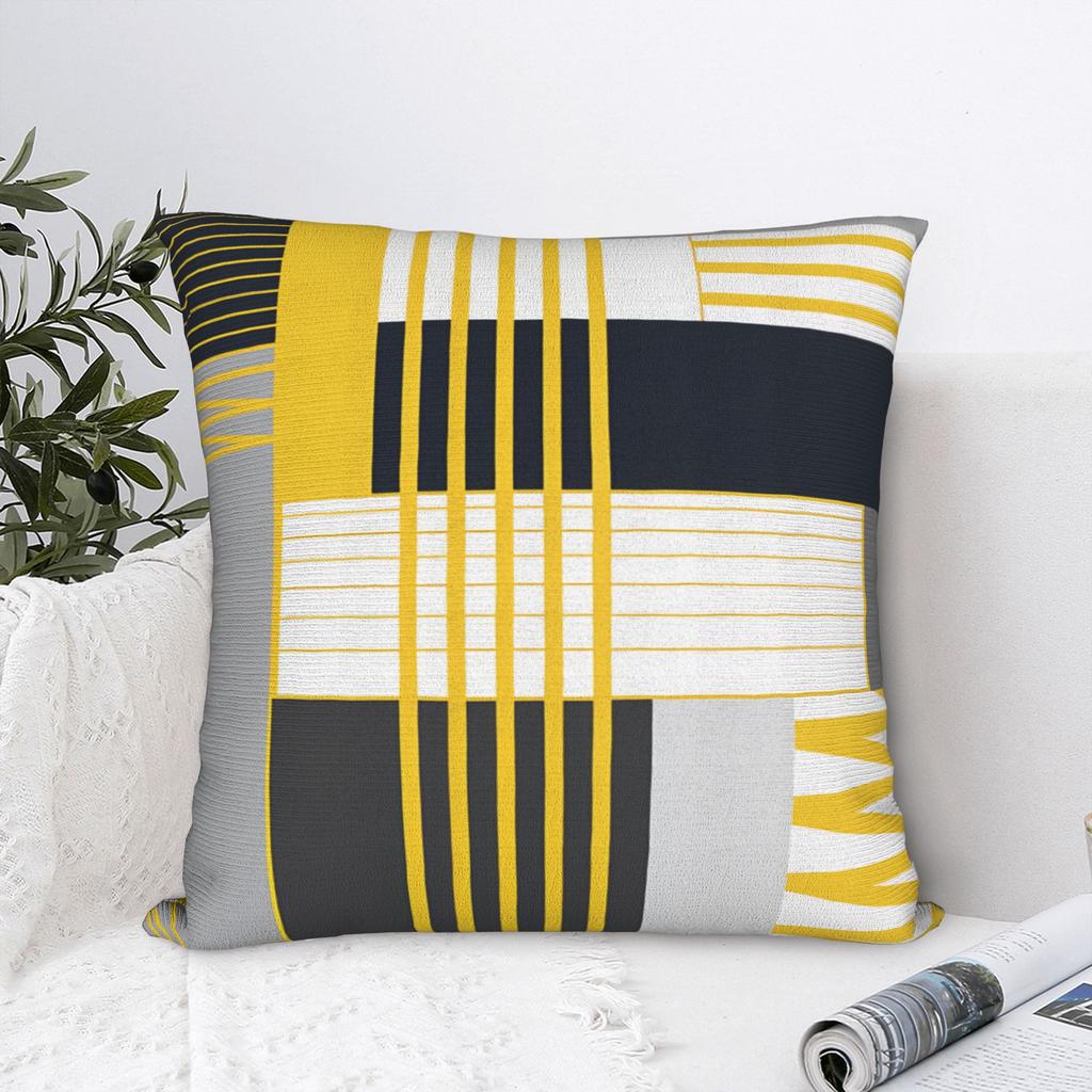 Yellow Grey Geometric Pillow Case Cute Funny Pillow Cover Soft Pillowcases For Living Room Sofa