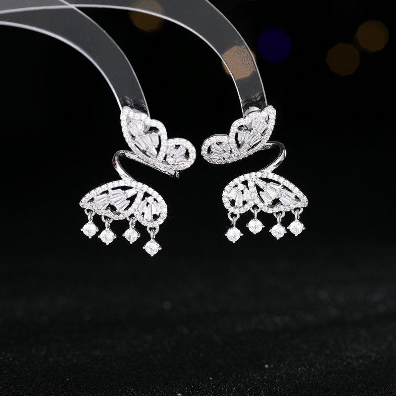 

Новые модные легкие роскошные дизайнерские серьги-феи из циркония, нишевые высококачественные женские серьги-бабочки из серебра 925 пробы серебряный