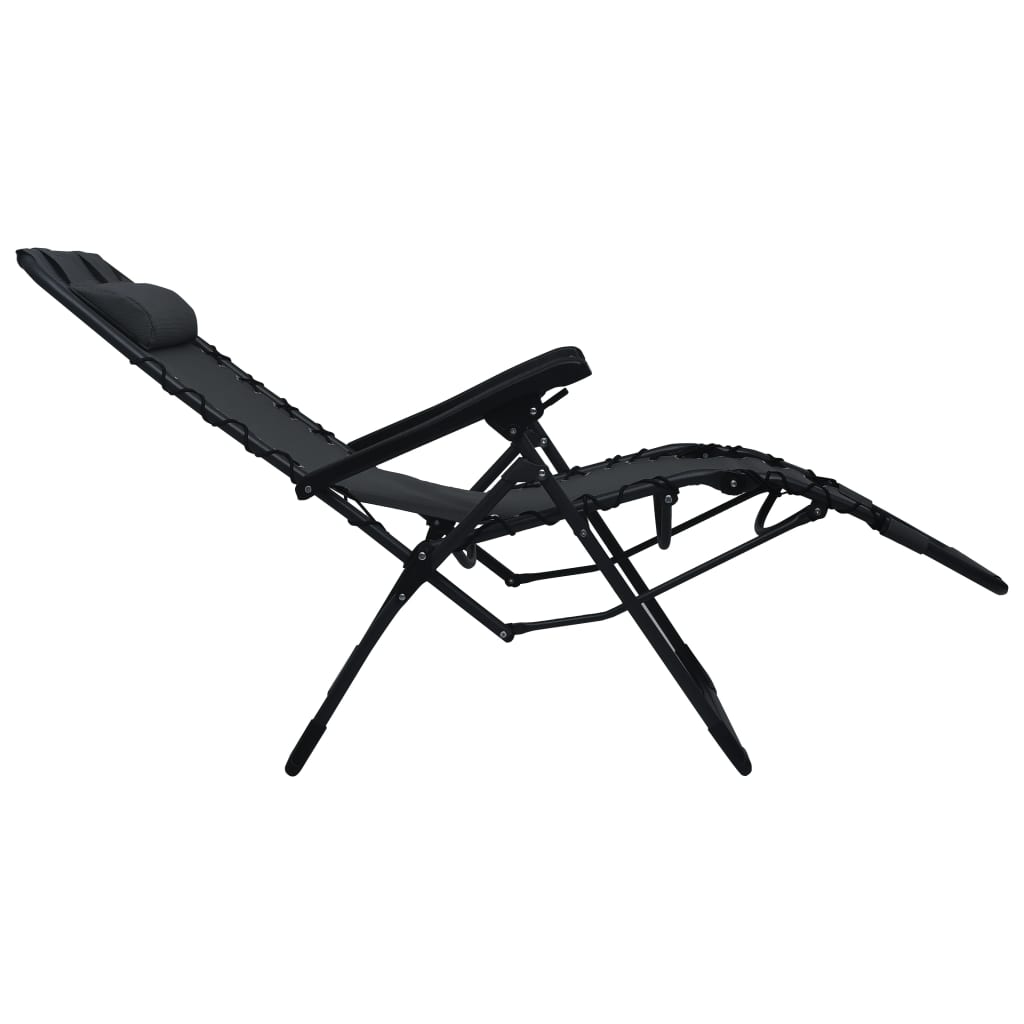 Folding Lounge Chair Black Textilene