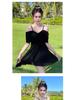 2025 Women's Conservative Solid Color Mori Girl One-Piece Suspender Swimsuit - Gentle Fairy Style for Summer