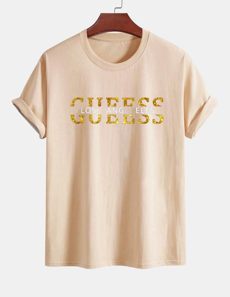 Women's T-shirt 100% Pure Cotton Summer Casual Loose Fashion GUESS Los Angeles Letter Printed Round Neck Short Sleeved T-shirt
