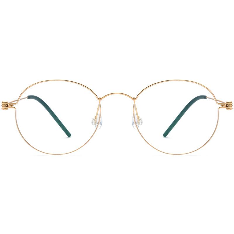 Manual Screwless B Titanium Glasses Frame IP Plating Korea Hot Sale Round Pure Titanium Myopia Glasses