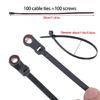 100pcs 12 Inches  Black Cable Ties  Ties with Screw Mounting Hole Automotive Cable Ties for Home Office Wire Managements