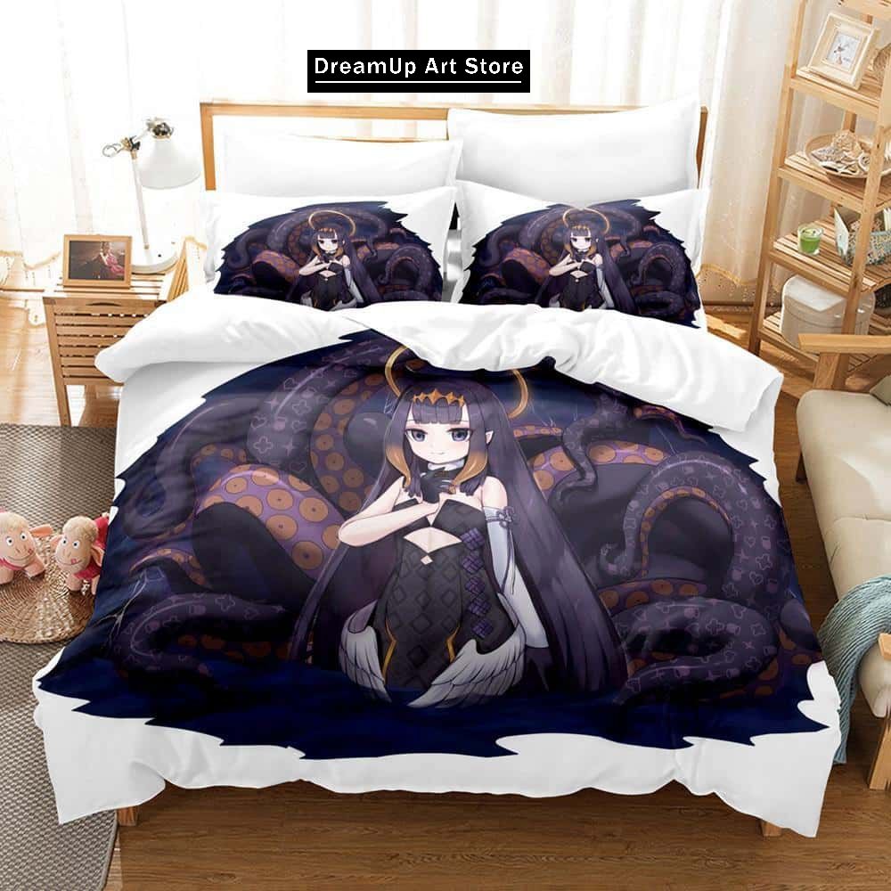 3D Print Fashion Anime Ninomae Ina'nis-in Bedding Set Boys Girls Twin Queen Full Size Duvet Cover Pillowcase Bed Adult Bedroom