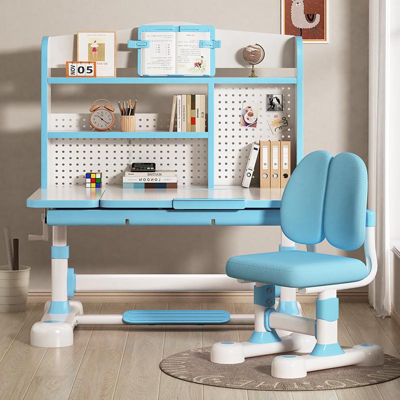 Kids' Study Desk & Chair Set with Storage - Metal Legs