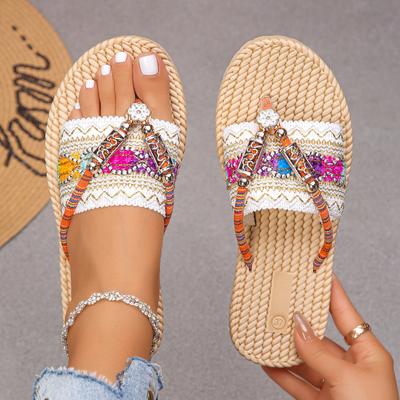 Bohemian Flat Large Size Flip-flops Ethnic Style Beach Shoes WOMEN Fashion Slippers