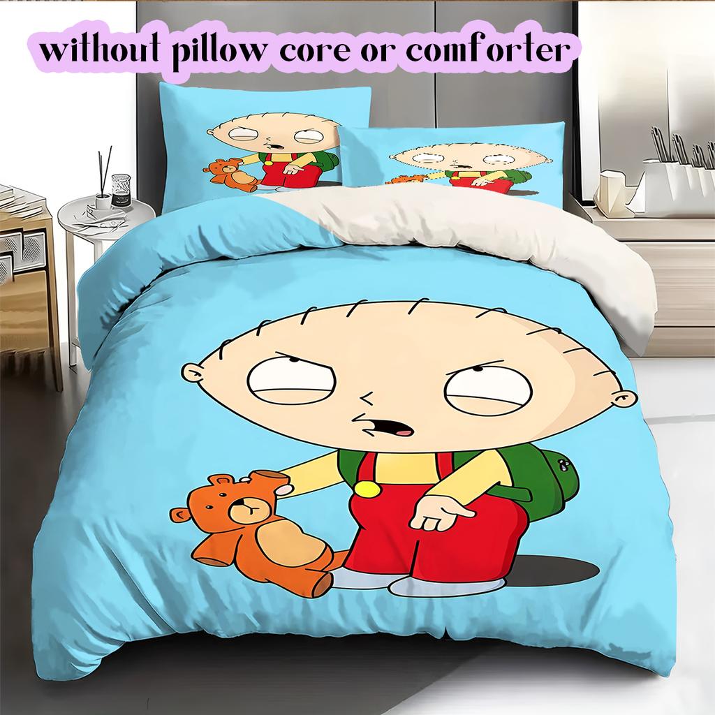 Family Guy Character Pattern Bedding Quilt Set Quilt Cover Pillowcase Home Decoration Birthday Gift (1*duvet Cover+ 2*pillowcase, Without Core)