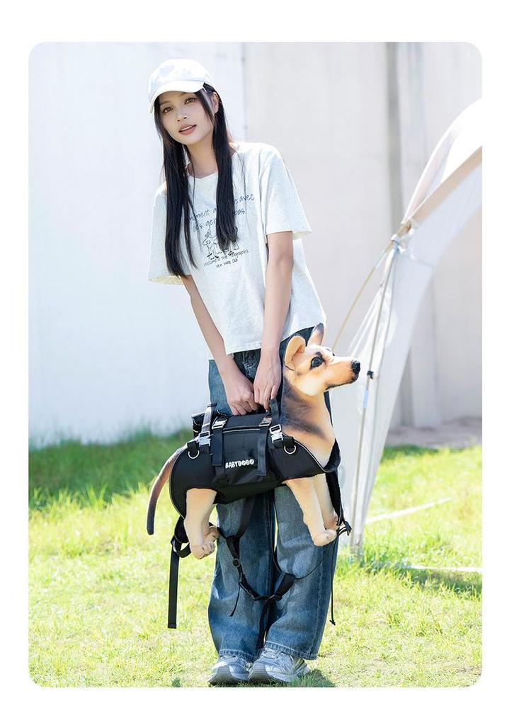 BABYDOBO Double Shoulder Crossbody Backpack for Medium & Small Dogs - Portable Cycling Pet Carrier