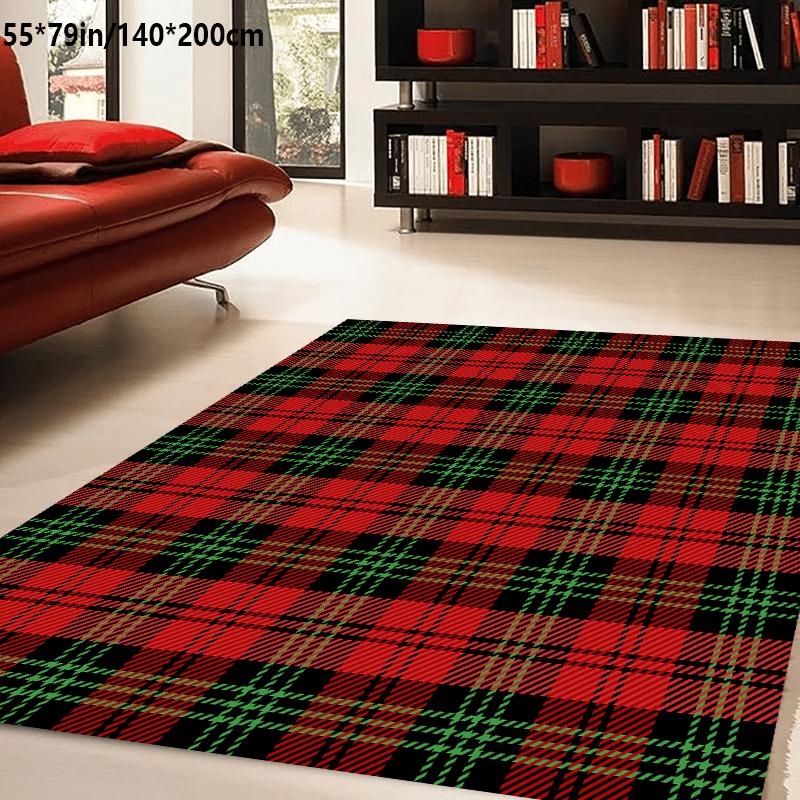 Classic Christmas Doormat Green Checkerboard Pine Cone Carpet For Living Room Bedroom Front Door Welcome Entrance Floor Mat