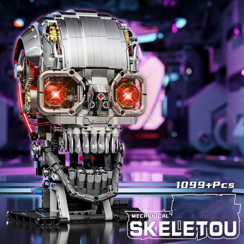 

Non-Toxic 1099Pcs Mechanical Skull Head Building Blocks Set Skeleton Soldier Model Bricks Desktop Decoration Toys For Kids Holiday Gifts