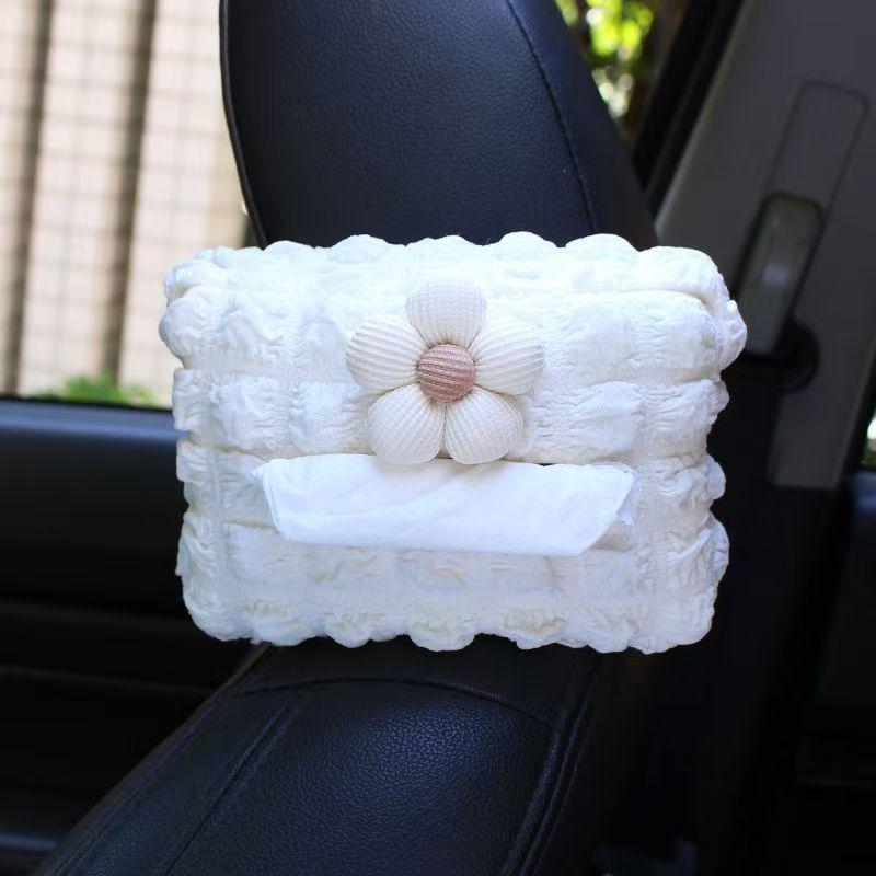 Cute Floral Car Tissue Box - Creative Hanging Pull-out Tissue Storage for Car Interior Decoration