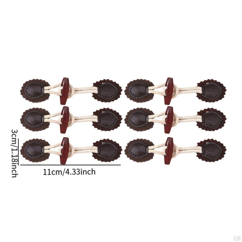 6 Pieces Toggle Buttons Horn Trendy Practical Garment Replacement Sewing Accessories