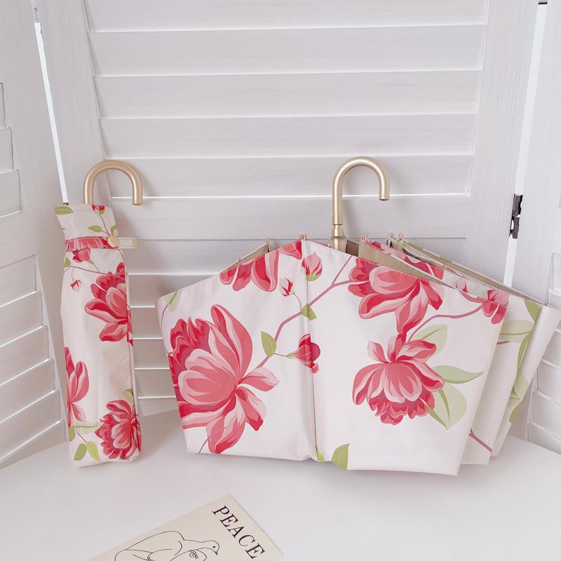 2025 Mały Świeży 8 Drut Kolorowy Klej Mały Złoty Haczyk Parasol Przeciwsłoneczny Składany Parasol