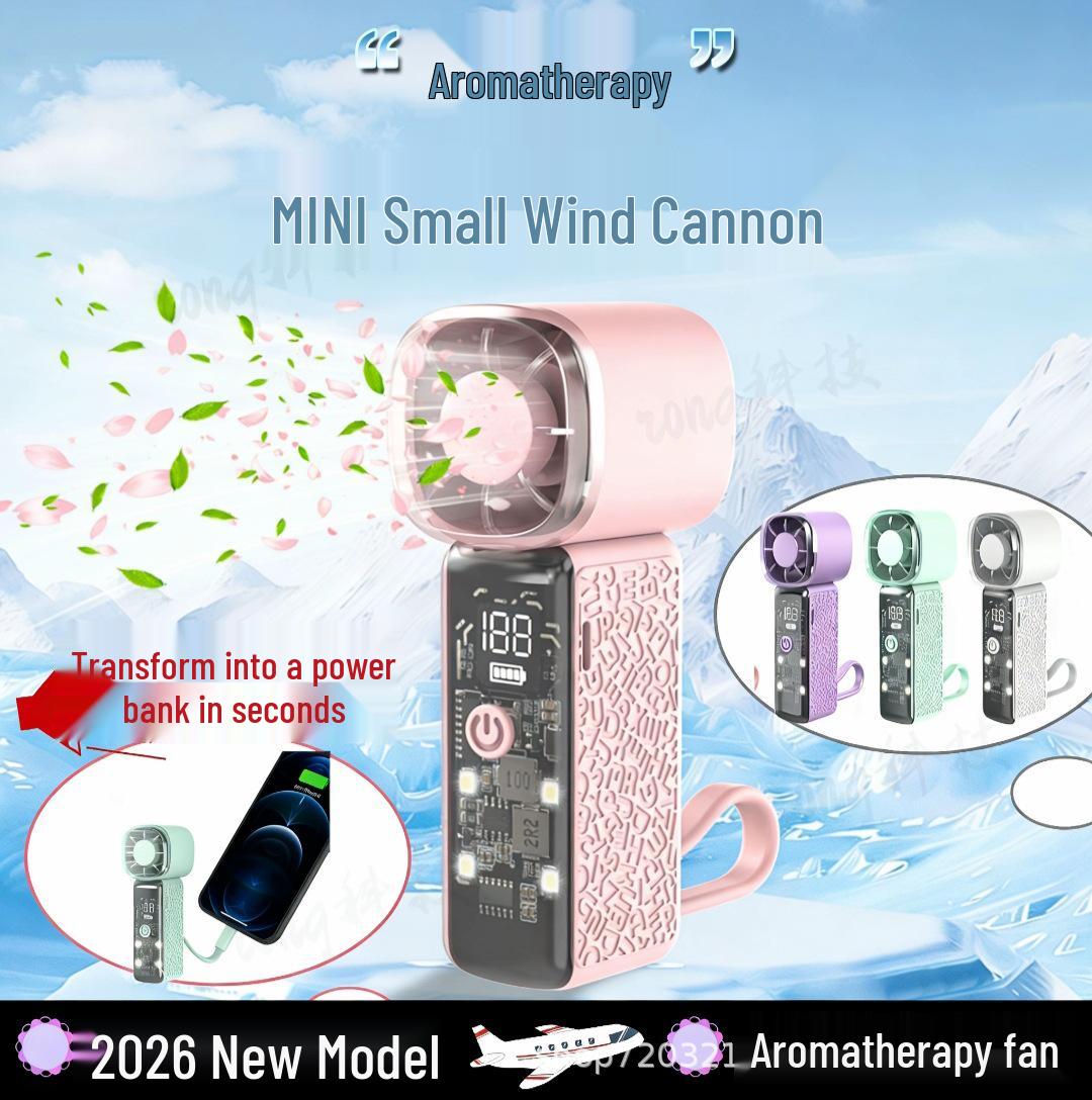 

2026 Mini Aromatherapy Handheld Fan with High-Speed Charging & Mosquito Repellent Aromatherapy Mini Fan [Power Bank Function] вишневый розовый