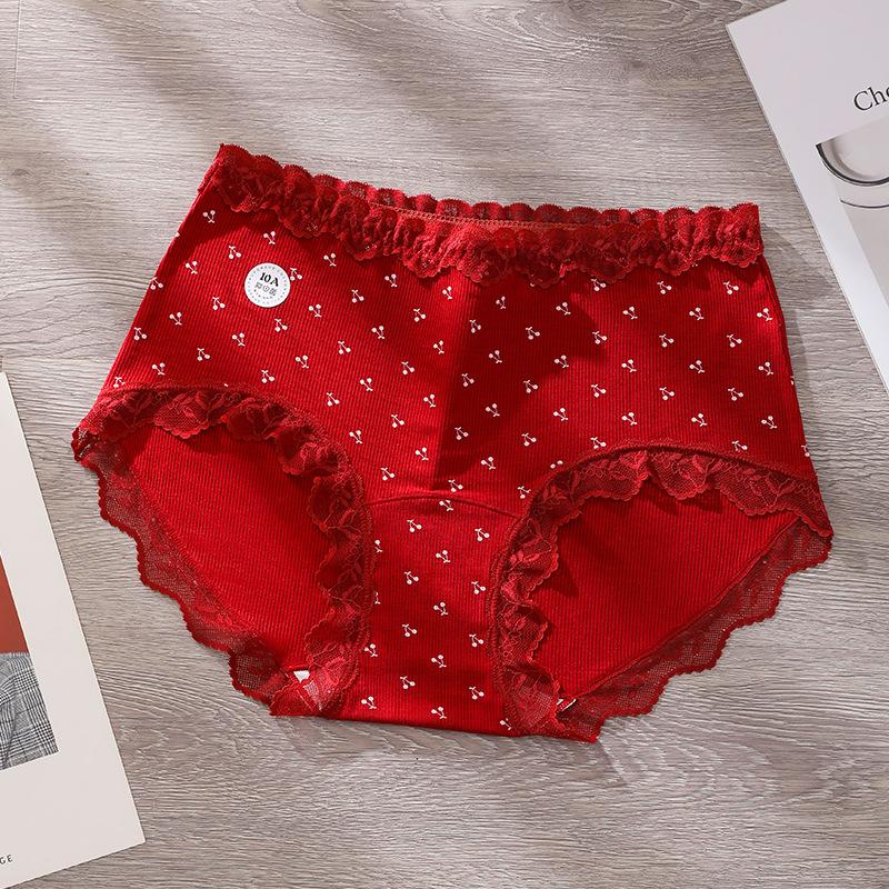 Big Size Female Spring Summer Marriage This Year Red Lace 10a Antibacterial Extended Crotch Triangle Briefs