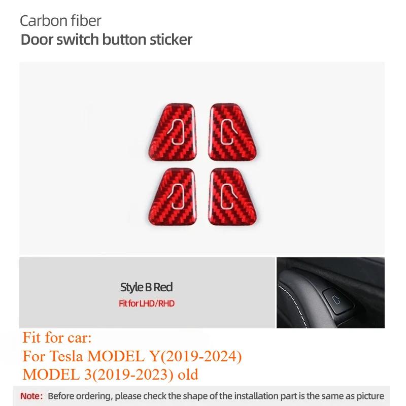 Door Switch Button Sticker for Tesla Model 3 Y 2019-2025 Carbon Fiber Car Interior Door Switch Button Trim Stickers Accessories