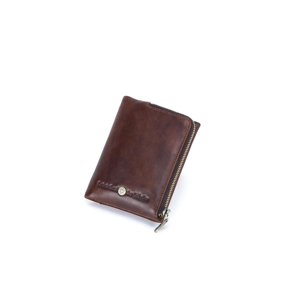 Herren Vintage RFID-Blockierende Zweifach-Geldbörse Mit Abnehmbarem Reißverschluss-Münzfach Echtes Öl-Leder Ausweis-Halter Geldbörse Herren