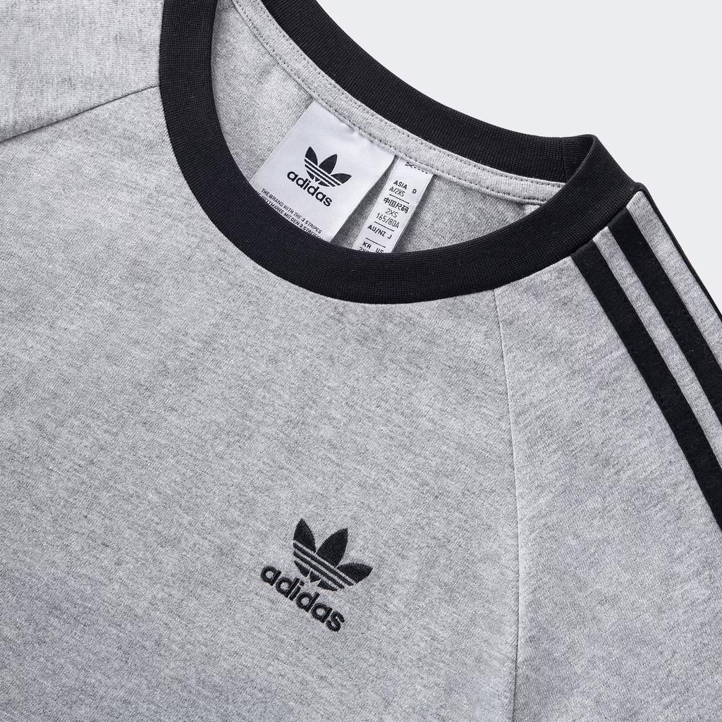 Adidas Originals Klasické Pánské Pruhované Tričko s Dlouhým Rukávem Medium-Heather-Gray Černá KE5826