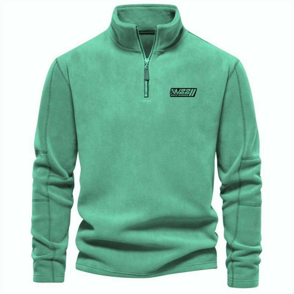 Men's Fleece Warm V-neck Zipper Sweatshirt  Outdoor Sports Coats Pullover Men's Casual Outwear