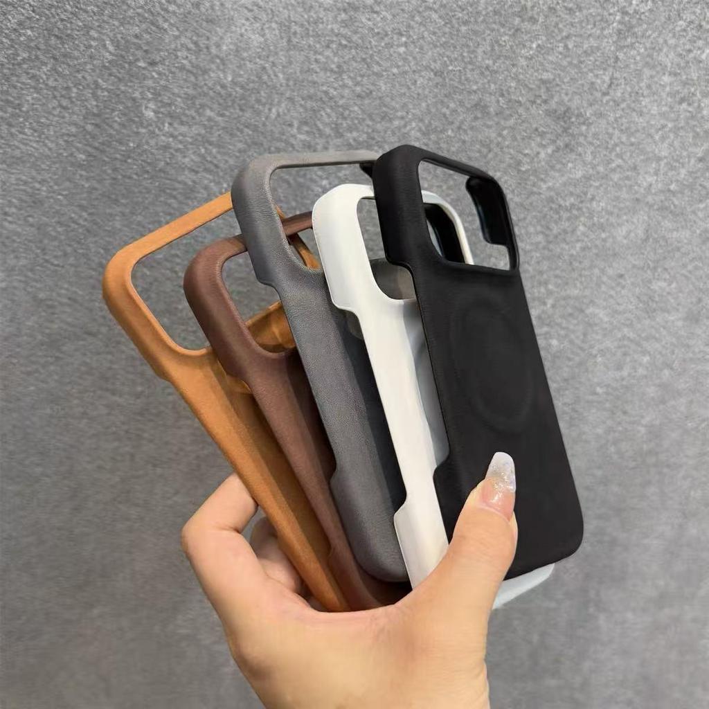 Apple 17PM Magnetische Lammleder iPhone 16PM Halbumwickelte Hülle – Einfacher, Hochwertiger Schutz mit Hautgefühl.