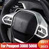 For Peugeot 3008 3008GT 5008 508 2017- ABS Chrome Steering Wheel Buttons Frame Cover Trim Decorative Car Styling Accessories