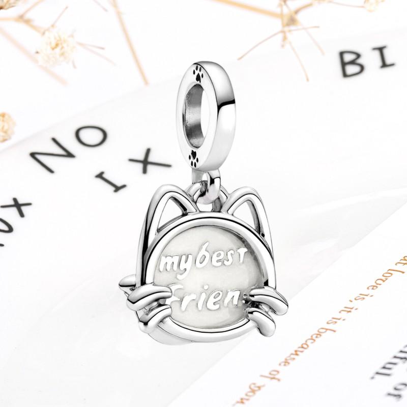 DIY Sparkling Paw Print Charm Beads for Pet Cat Dog Bracelets Jewelry Gifts Accessories