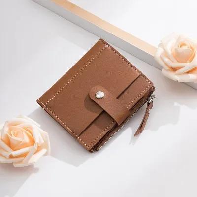 1 Pcs Pu Leather Purse Female Card Coin Holder Small Wallets Credit Cards Short Wallets Fashion Women's Wallet Zipper Pocket