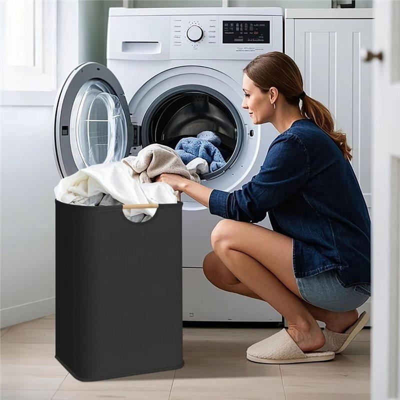 M-Modern-Waterproof Liner Foldable Clothes Hamper 80L Laundry Basket Organizer With Handles Large Capacity For Blanket Bath Towe