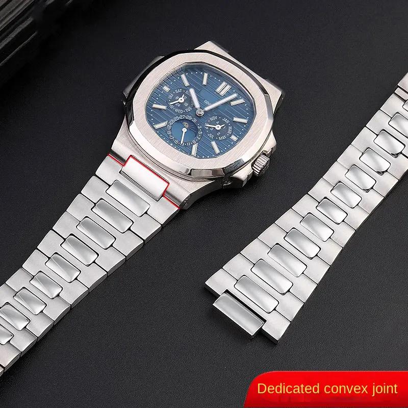 UMA Pulseira de Aço Inoxidável Para Patek Philippe PP 316L Nautilus masculina série 5711/1A010 Bracelete 25*13MM boca convexa Pulseira de relógioMN