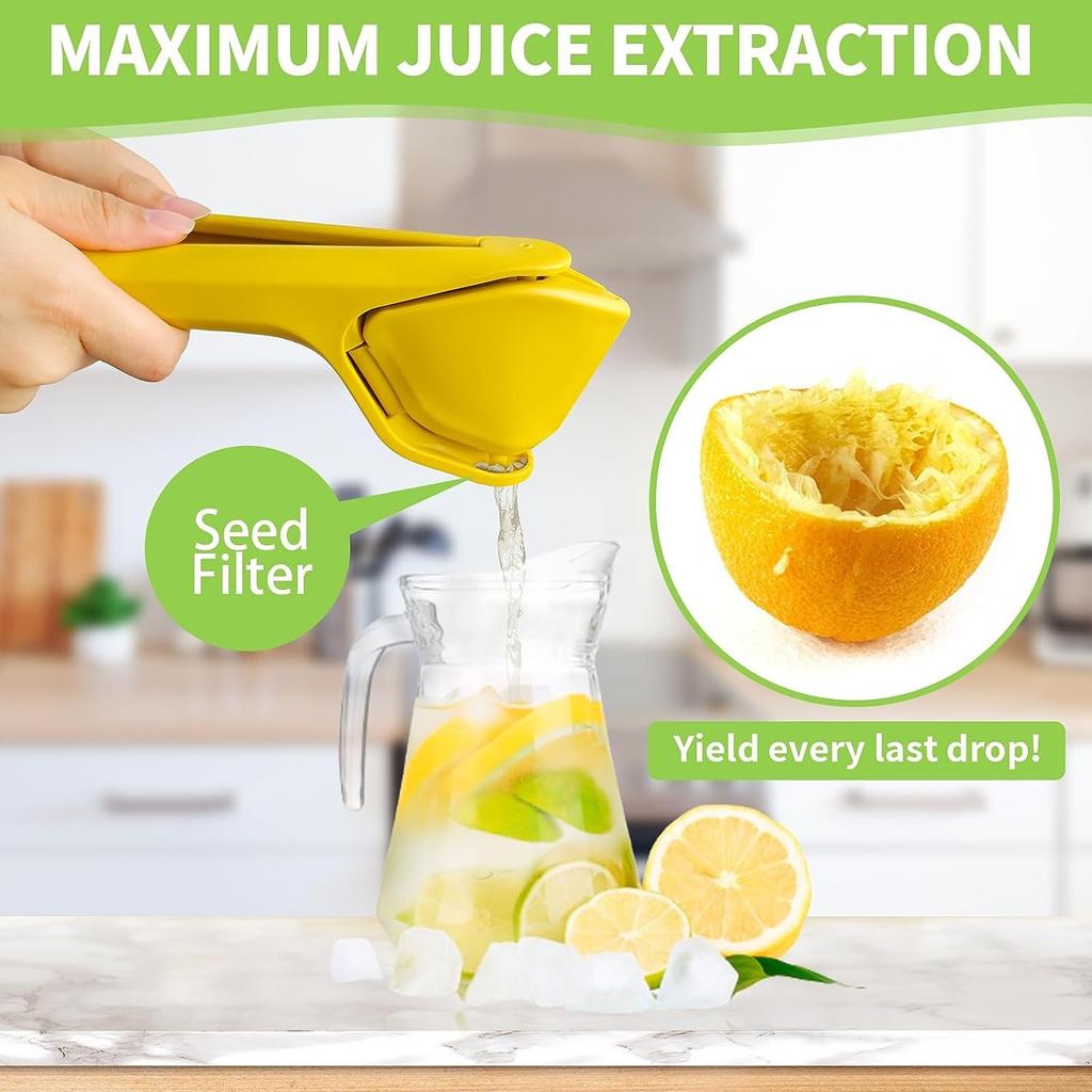 Handheld Lemon Juicer Squeezer Easy To Use Flat Lemon Squeezer with Leverage Squeezer and Built In Strainer for Orange Lime Kiwi