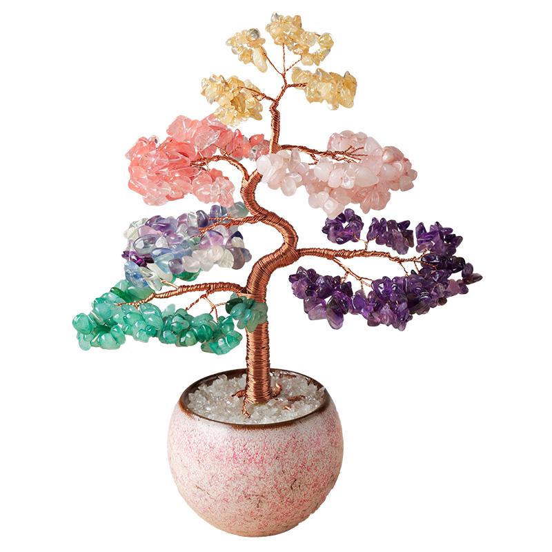 Natural Crystal Fortune Tree Home Living Room Office Desktop Decoration Lucky Colorful Crystal Tree Creative Ornament