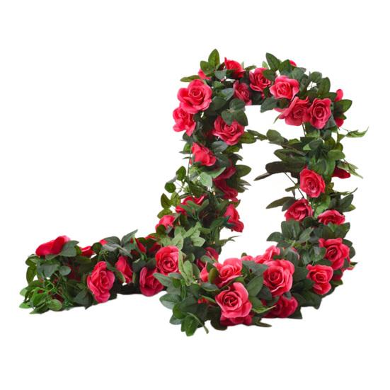 220CM Sztuczny Girlanda z Kwiatów Róży 16 Głów Odporna na UV Realistyczna Sztuczna Rattanowa Winorośl Dekoracja Wisząca na Ślub i Przyjęcie Symulacja Kwitnienia