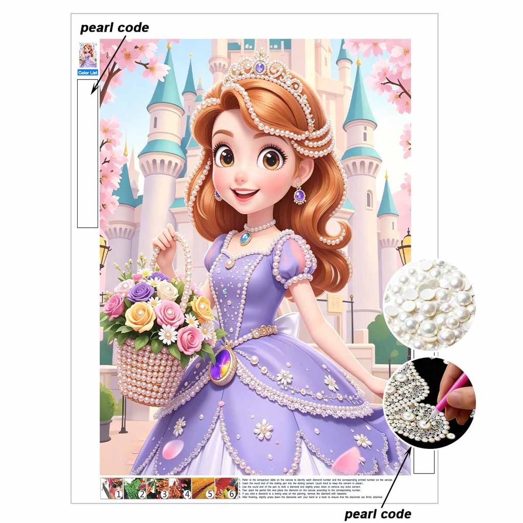 Disney Pearl Art Painting Home Wall Decor Princess Sofia Castle Art Crafts Handmade DIY Adult/Beginner Gift Creative Home Decor Frameless Canvas