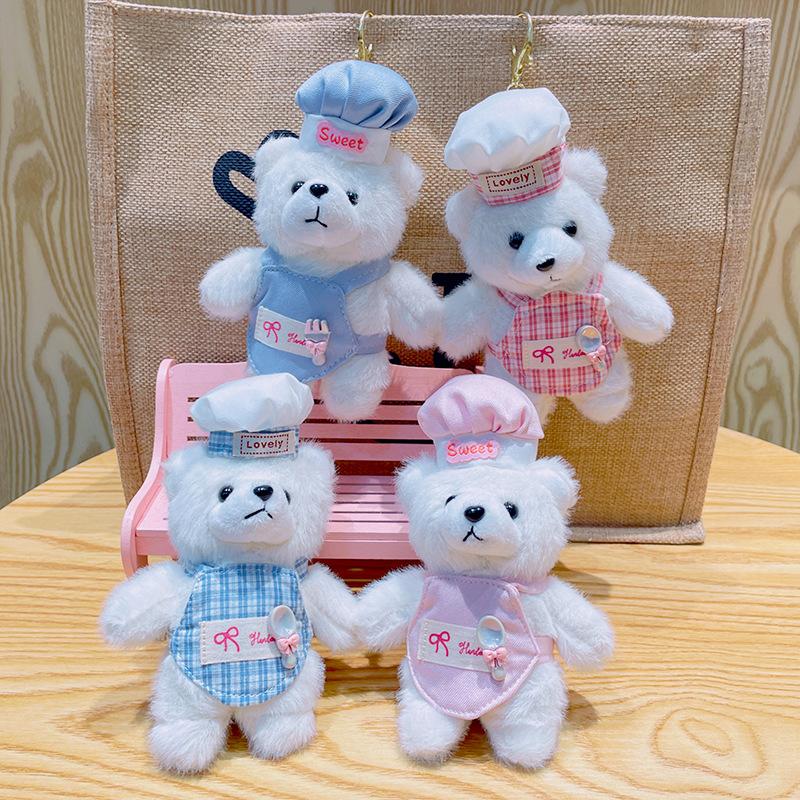 Chef Bear Plush Toy Doll, Cute Keychain, Cooking Apron, Bear Doll Bag Pendant