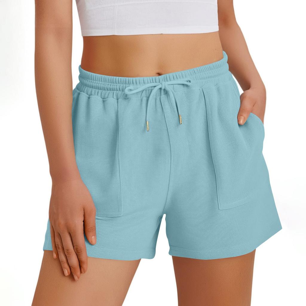 Pantalones Cortos Deportivos Casuales de Verano para Mujer Cintura Elástica Cómodos Pantalones Cortos Casuales Con Bolsillos