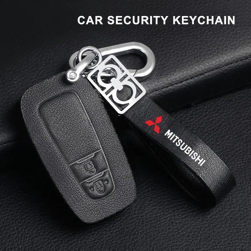 

Metal/Leather Car Keychain Key Chain Ring Car Key Holder Auto Styling for Mitsubishi Pajero Outlander XL Montero Center Hub Cap