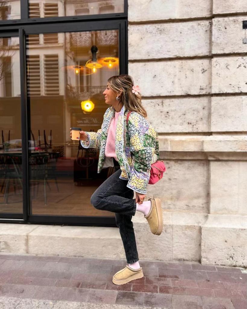 Spring Lapel Fashion Printed Cotton Slimming Jacket