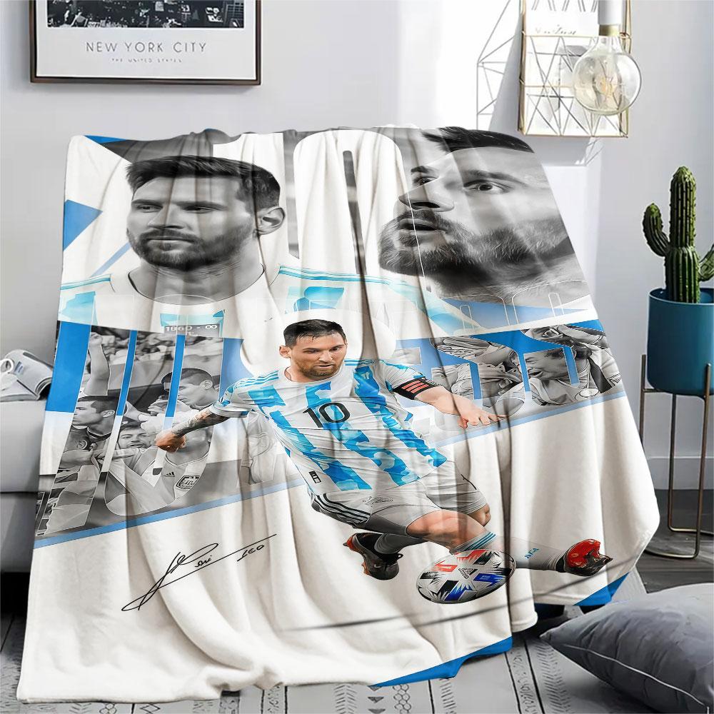 1PC Messi Patterned Flannel Blanket Suitable For All Seasons for Home Decor Warmth and Comfort Gifts Holiday Present