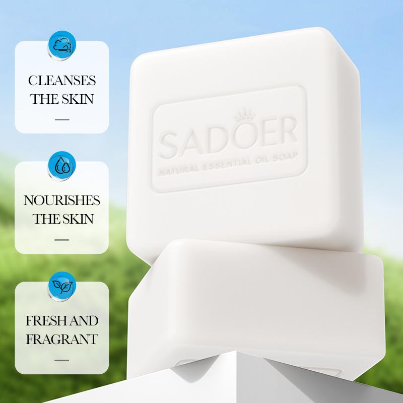 SADOER Goat Milk Essential Oil Soap Face Wash Foam Facial Cleanser Whitening Moisturizing Anti Wrinkle Bathing Facial Soap