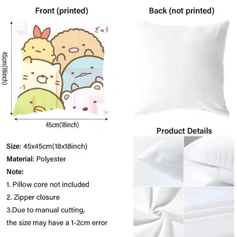 Cartoon S-Sumikko G-Gurashi Anime Kissenbezug Musterbedruckte Kissenhülle für Wohnzimmer Sofa Kissenbezug & Schlafzimmer Dekoration